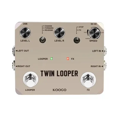 Koogo 10 Minutes Twin Looper Guitar Effect Pedal Dual Footswitch Delay & Reverb Loop Station 11