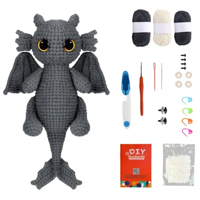 Crochet Kit for Beginners, Crocheting Dragon Kits with Step-by-Step Video Tutorials, Learn to