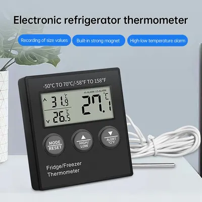 Digital Fridge Thermometer with Temperature Alarm LCD Display Digital Refrigerator Freezer