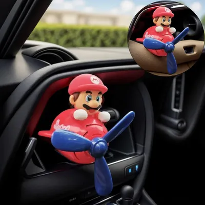 Super Mario Bros Car Essential Oil Diffuser Car Air Freshener Aromatherapy Cartoon Cute Pilot Rotating Propeller Fragrance Clip