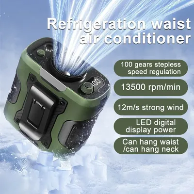 Clip-On Waist Portable Fan Type-C Fast Charging Large-Capacity Battery Phone Charging Function for