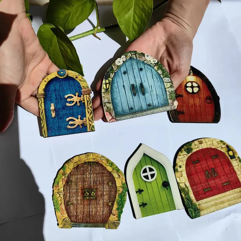 6 pezzi di legno fata porta finestra cancello fai da te fata giardino casa arredamento nano elfo porta figurine decorazioni mini ornamenti regali