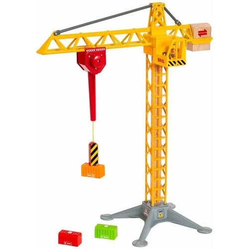 BRIO World 33835 Großer Baukran mit Licht - Zubehör für die BRIO Holzeisenbahn - Empfohlen für Kinder ab 3 Jahren - Brio
