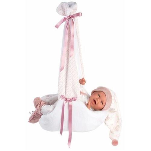 Babypuppe mit Hängewiege rosa 42cm SV - Llorens