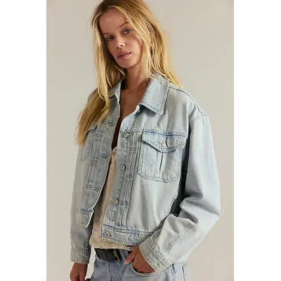 We The Free Sidney Denim Jacket at Free People in Sunkissed, Size: Large