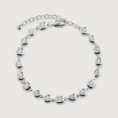 Sterling Silver Bezel Diamond Chain Bracelet Lab Grown Diamond