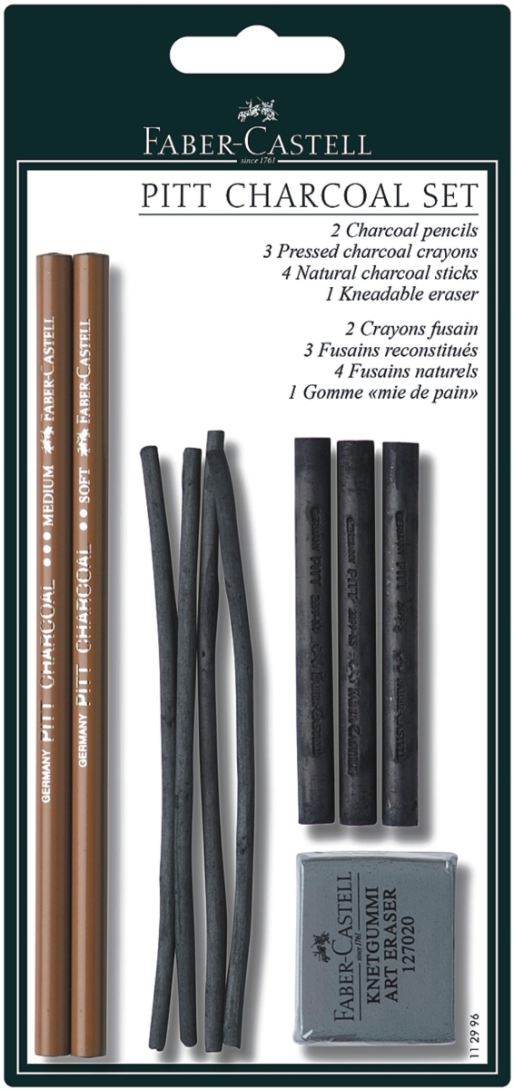 FABER CASTELL ReißkohlePitt Charcoal Set in den Härten M/S/ES auf Blisterkarte Image