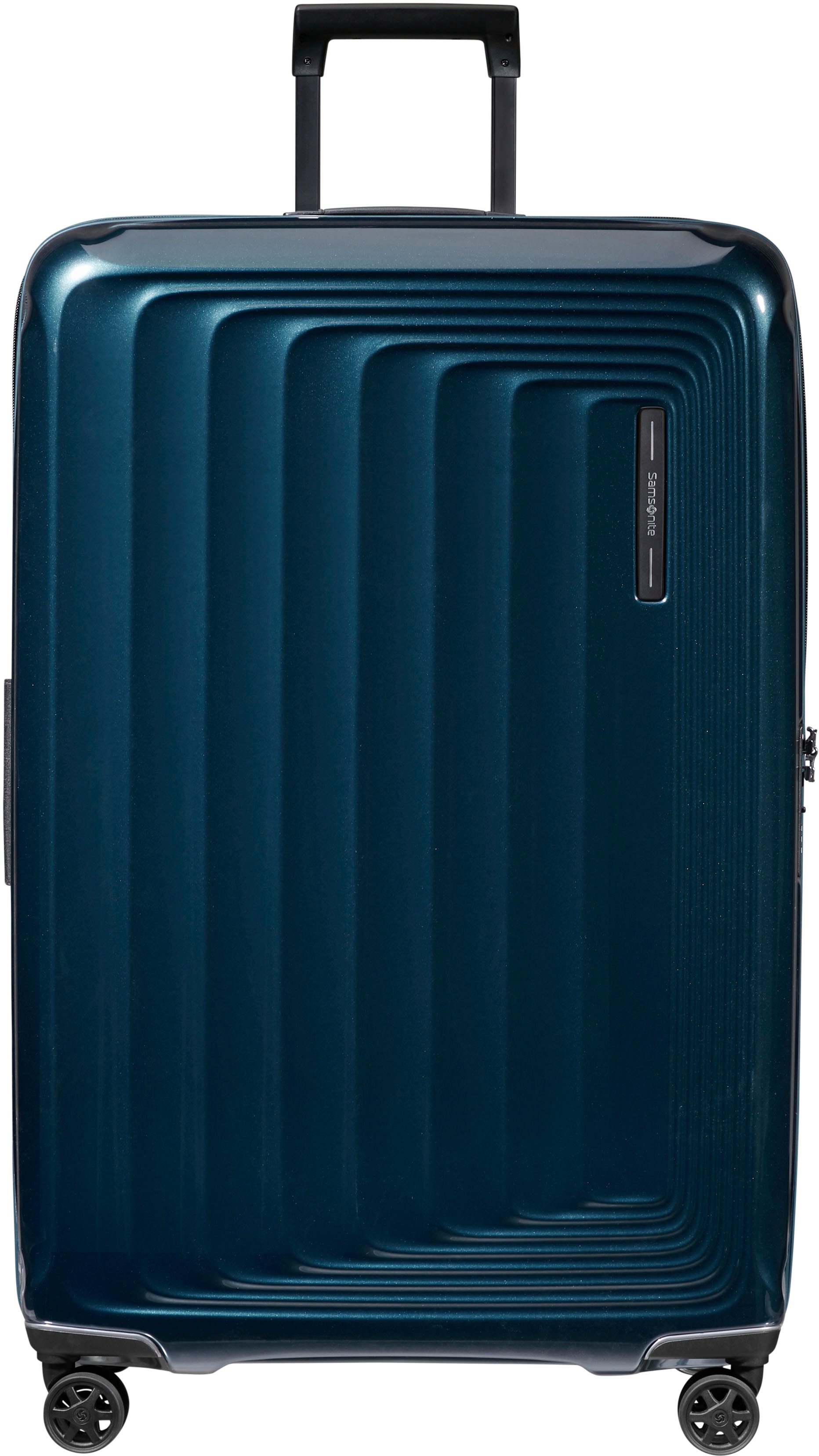 Hartschalen-Trolley SAMSONITE "NUON, verschiedene Größen und Farben", Gr. B/H/T: 53 x 81 x 31 125, blau (metallic dunkelblau), Polycarbonat, unifarben, Modisch, Koffer, Hartschalen-Koffer TSA-Zahlenschloss Volumenerweiterung bei S/XL Image