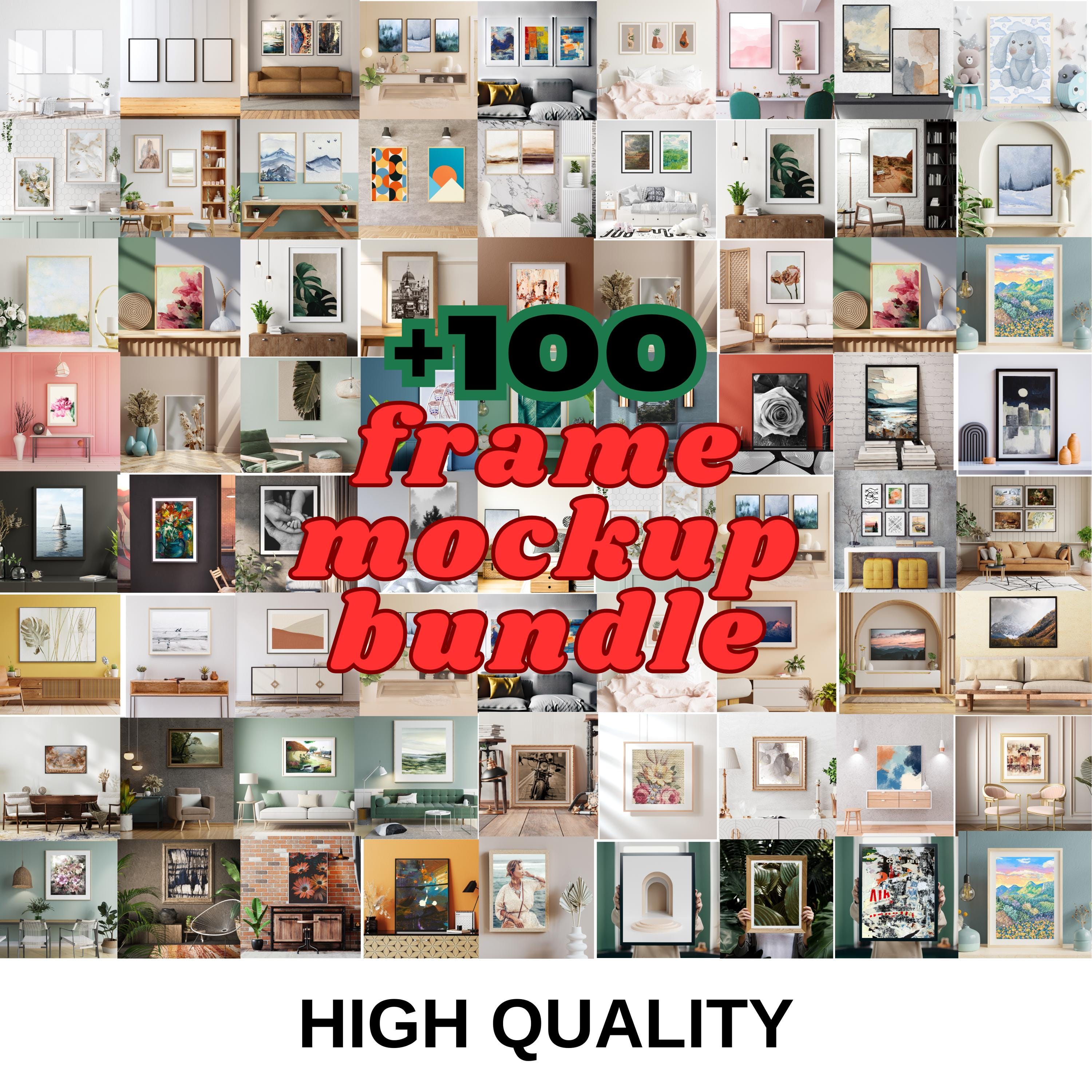 Plus de 100 maquettes de cadres | Maquette de cadre premium | Lot de maquettes de cadres | Cadre de maquette mural | Maquettes d'intérieur | Maquette