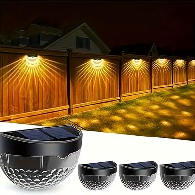 TEMU 4pcs Solar Fence Lights, Solar Deck Lights, 6 Led Solar Wall Lights, Outdoor Fence Decorative Lighting, Suitable For Fences, Decks, Patios, Yards, Garages, Steps, And Stair Lighting () Image