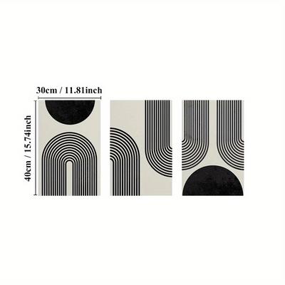 TEMU Set Of 3 Geometric Art Poster, Canvas Print Wall Painting, Abstract Shapes Poster, Art Prints, Paintings, Line Patterns Artwork, Home Decor, Room Aesthetic, Posters, Ideal Gift, With Frame Image