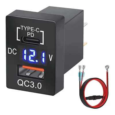 12V-24V USB-Steckdose Dual Quick Charge 3,0 & PD USB C Port Ladegerät Steckdose Netzteil für Auto Image