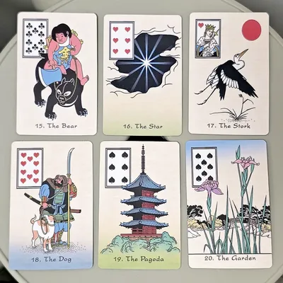 Eine Ukiyo-e Lenormand 36-teilige Oracle-Karten basierend auf dem schwebenden Weltstil aus Image