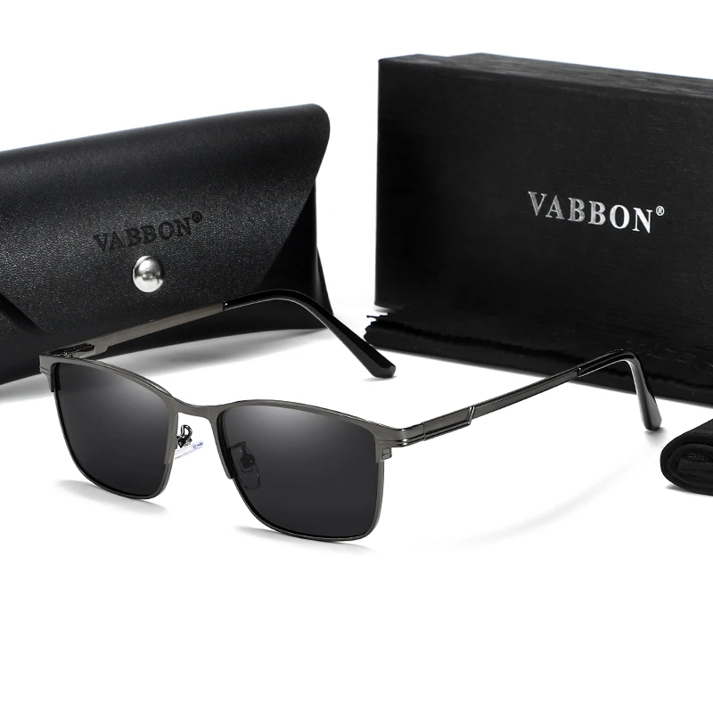 Klassische polarisierte Sonnenbrille mit quadratischem Rahmen für Herren, hochwertige metallische Sonnencreme-Sonnenbrille, Autobrille 9521 Image