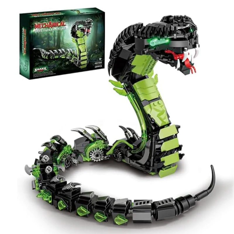 2025 mechanische Schlange Bausteine Sets 689 Stücke STEM Technologische Cobra Tiere Modell Ziegel Spielzeug für Kinder Kinder Spielzeug MOC Image