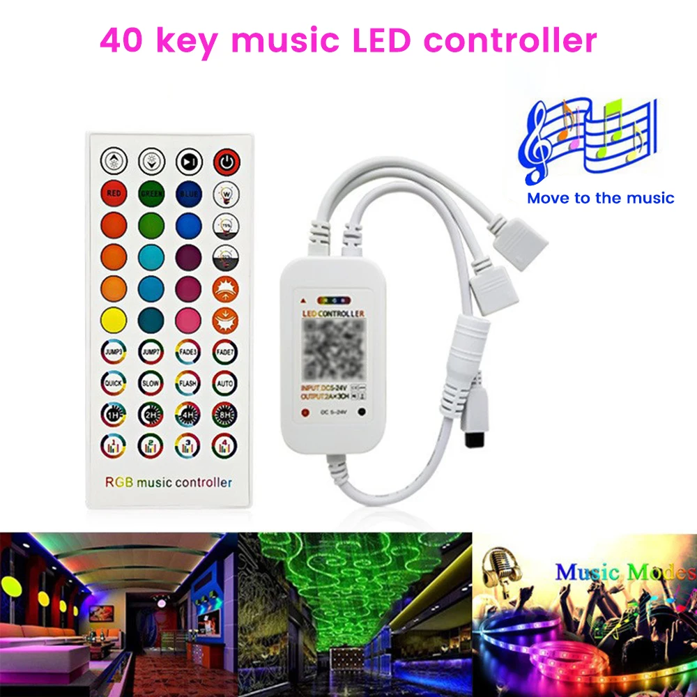 40-Tasten LED-Streifen-Dimmer-Controller, intelligente App, Sprachsteuerung, Bluetooth, Musik, Farbdimmer-Controller, Doppelkopf Image