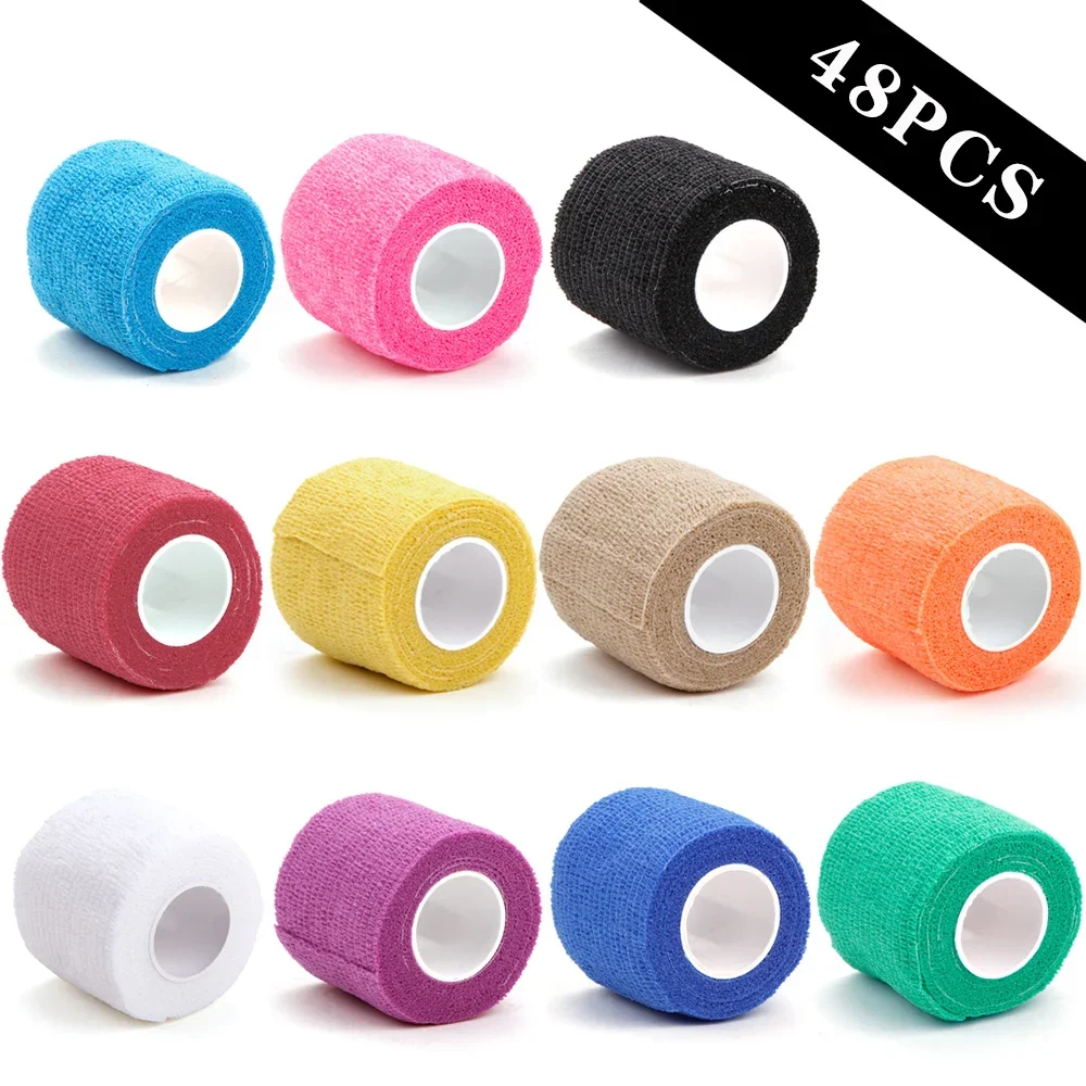 Großhandel 6/24/48Pcs Selbstklebende Tattoo Grip Verband Elastische Vlies Wraps Band Einweg Tattoo Verband Grip Band Image