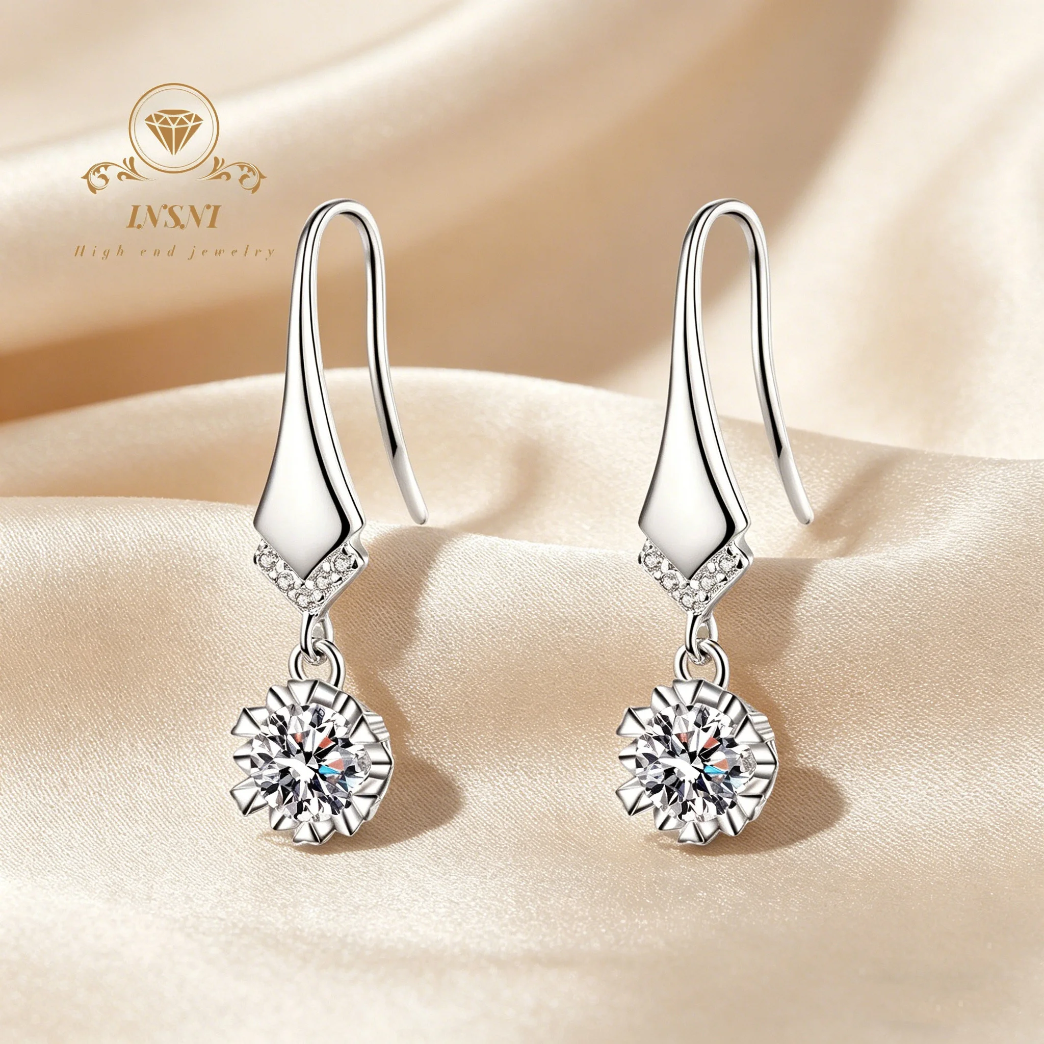 1 Karat D-Farbe 925 Silber Ohrhaken mit Mikro-Pavé-Moissanit-Ohrringen für Damen, eleganter, würdevoller, zertifizierter GESCHENK-Schmuck, antiallergisch