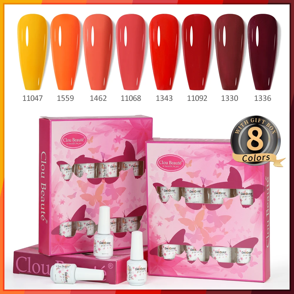 Clou Beaute 8ML Nail Art Geschenkset Set Box Frühling Sommer Macaron Farbe Gelpoliermittel Nagelmaniküre Pastellfarben Gel Semi Permanent Image