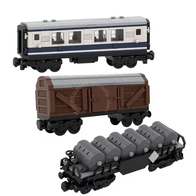 Tank Flache Auto Wagon Modell Eisenbahn Zubehör MOC Bausteine Diy Montieren Ziegel Spielzeug Display Image