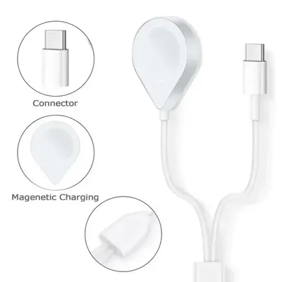 Apple Watch-Ladegerät, magnetisch, 3-in-1, USB-C, iPhone-Ladegerät, Schnellladekabel, kompatibel mit Apple Watch 9, 8, 7, 6, 5, 4, 3, 2, 1 SE
