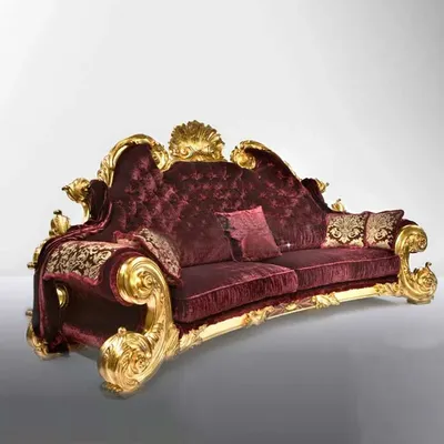 Salon Wood Solid Sofa French Palace Modern Luxury Villa Living Room Gold Foil Red Flannel Sofa Modern Muebles Unique Furniture