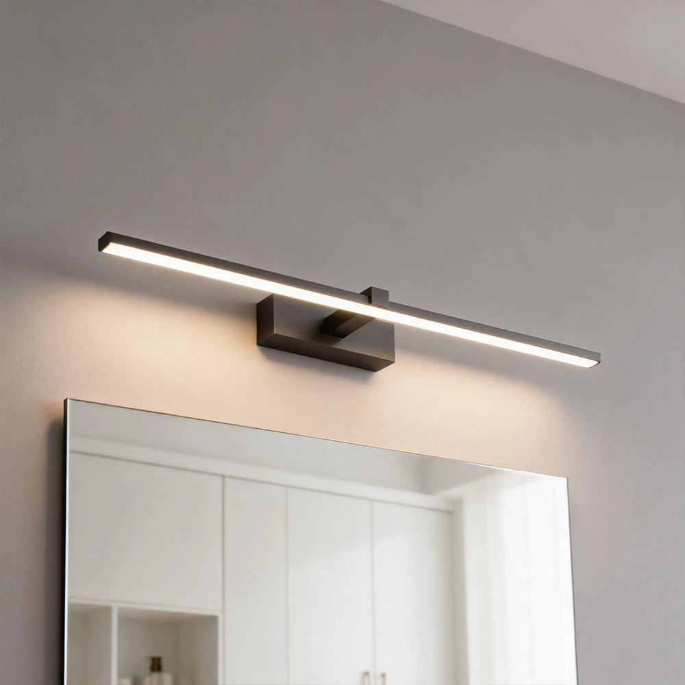 Moderne LED-Wandleuchte mit Spiegelscheinwerfern und minimalistischen Linien in Schwarz und Weiß, 40/60/80 cm, Schlafzimmer, Wohnzimmer, Badezimmer