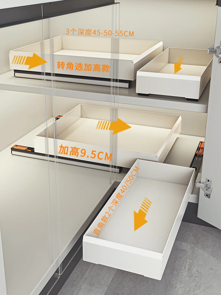 Eckkorb für die Küche, Schrank, Innenregal, Gleitschiene, Schublade, schmaler Schrank, ultrtiefer Schrank, Gewürz-Aufbewahrungsrahmen, einzeln