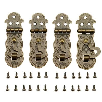 4Pcs Vintage Wooden Jewelry Wine Gift Case Diary Notebook Lock Antique Bronze Latch Clasp w/screw Box Lock Rectangle Zinc Alloy