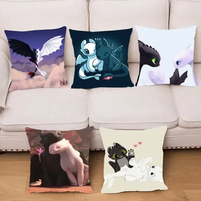 1pc Schöne Paar Zahnlos Fury Drachen Kissen Fall Platz Schlafzimmer Sofa Freizeit Komfort Kissen Auto Wohnzimmer Hause Dekoration Image