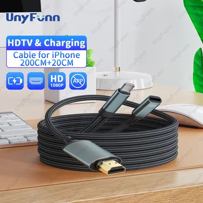 Lightning to HDTV Cable with Charging HD Video Sync Screen Connector for iPhone to HDTV Digital Adapter for TV Projector Monitor