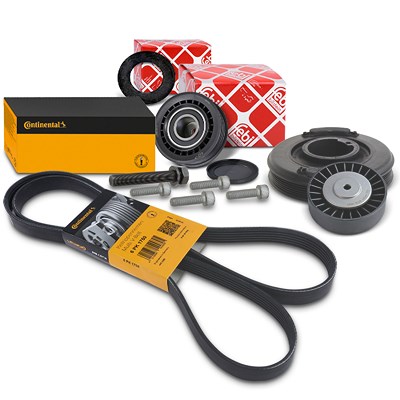 Bestprice Riemenscheibe + Keilrippenriemen + Spannrolle + Umlenk- / Führung [Hersteller-Nr. 41171598] für VW