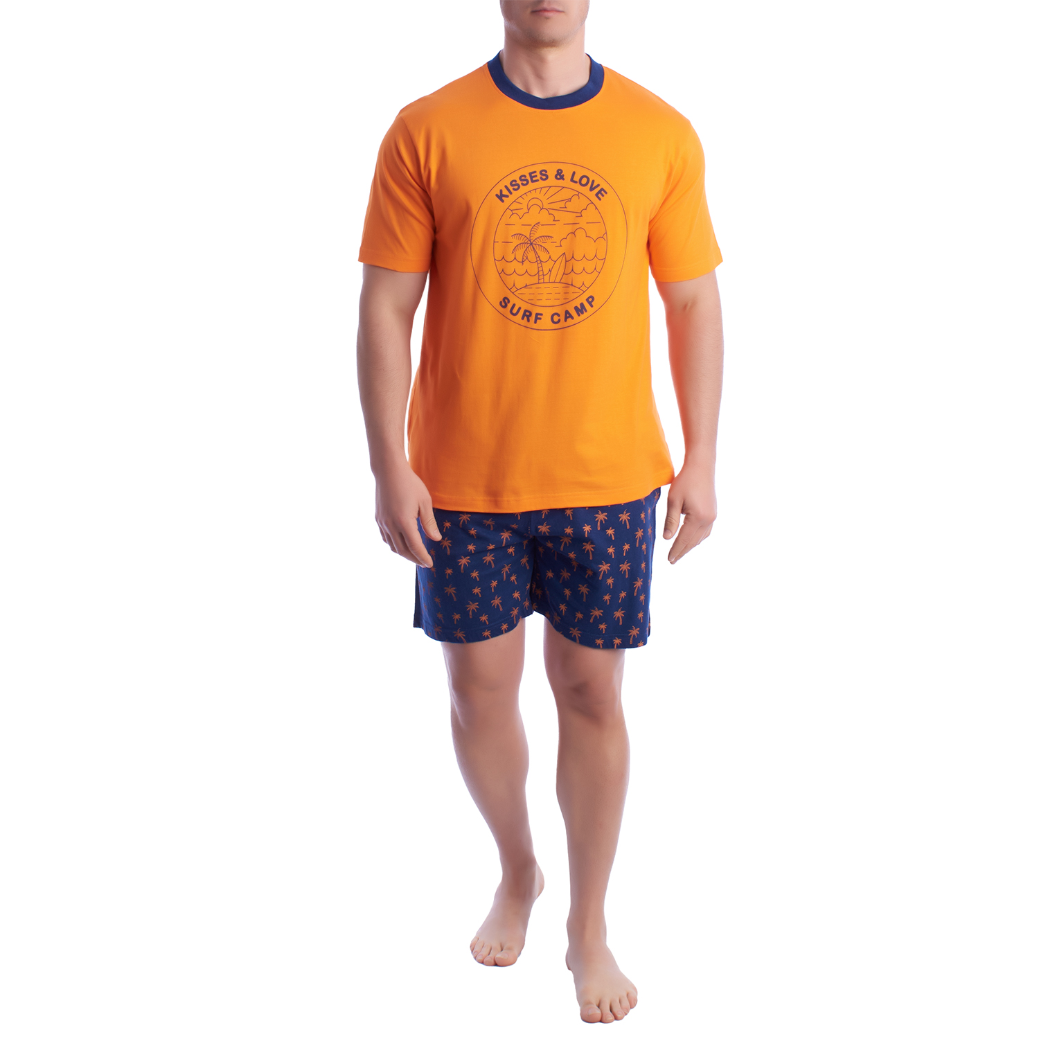 Herren-Pyjama mit kurzen Ärmeln aus 100 % Baumwolle KL30000 Image