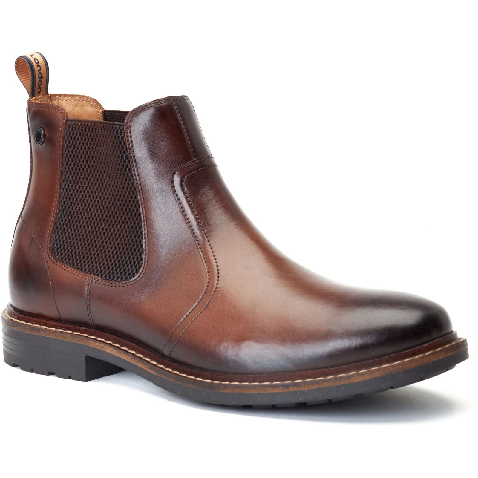 Base London Bloom Leder Herren Stiefel in verbranntem Braun