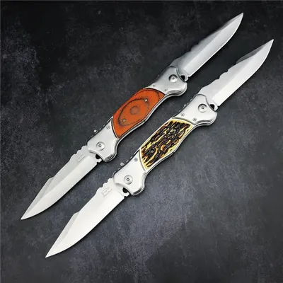 Russian Double folding knife, color wood handle/resin handle 420 stainless steel blade, outdoor