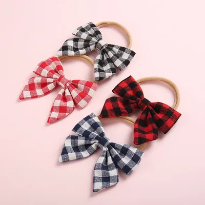1pcs/lot Cute Sailor Hair Bow Elastic Nylon Headband 2018 Hair Bands DIY Hair Accessories,Plaid