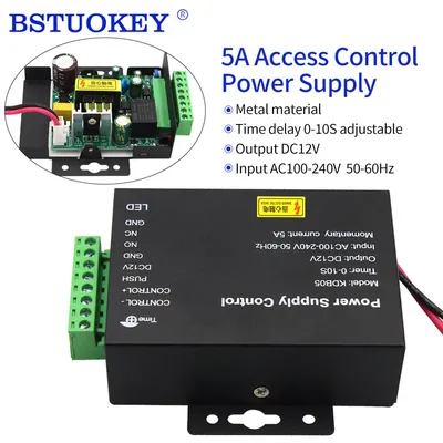 12V DC Access Control Power Supply Switch 5A Time Delay Adjustable AC100V-240V Input NO/NC/COM