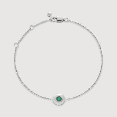 Sterling Silver May Birthstone Chain Bracelet Emerald