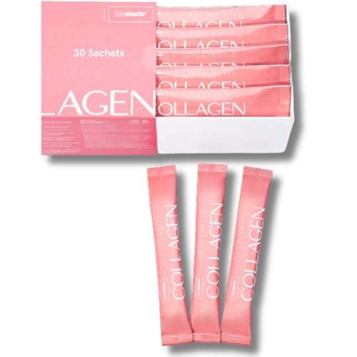 LIPOELASTIC Marine Collagen Powder (Type I & III) – Hydrolyzed Collagen Peptides Powder (Raspberry Flavour) Collagen Supplements for Women & Men with Hyaluronic Acid, Vitamin C, Zinc & Minerals