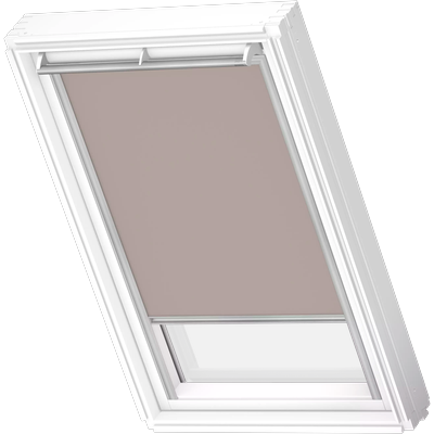 Verdunklungsrollo VELUX "DKL 4580SWL, Farbe hell taupe", beige (helltaupe, weiß), S06, stufenlos positionierbar, Polyester, Rollos, weiße Führungsschienen & Griffleiste Image