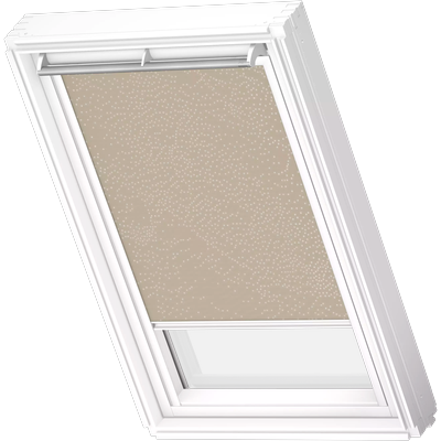 Verdunklungsrollo VELUX "DKL 4579S, Farbe: sandbeige gep.", sandbeige gep., alufarben, U10, stufenlos positionierbar, Polyester, Rollos, alufarbene Führungsschienen & Griffleiste Image