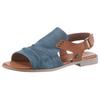 Riemchensandale MUSTANG SHOES, Damen, Gr. 41, blau (blau, braun), Lederimitat, unifarben mit Farbeinsatz, klassisch, Schuhe, Sommerschuh, Sandalette, Blockabsatz, mit Klettverschluss