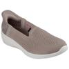 Slip-On Sneaker SKECHERS "ARYA-SWEET VOICE", Damen, Gr. 37, grau (taupe), Textil, casual, Schuhe, Slipper, Reha Schuh mit Handsfree Slip-ins Funktion, Topseller