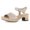 Sandalette GABOR "KRETA", Damen, Gr. 39, beige (beige metallic), Veloursleder, modisch, Schuhe, Blockabsatz, Sommerschuh, Riemchensandale mit Glitterdruck, Weite G