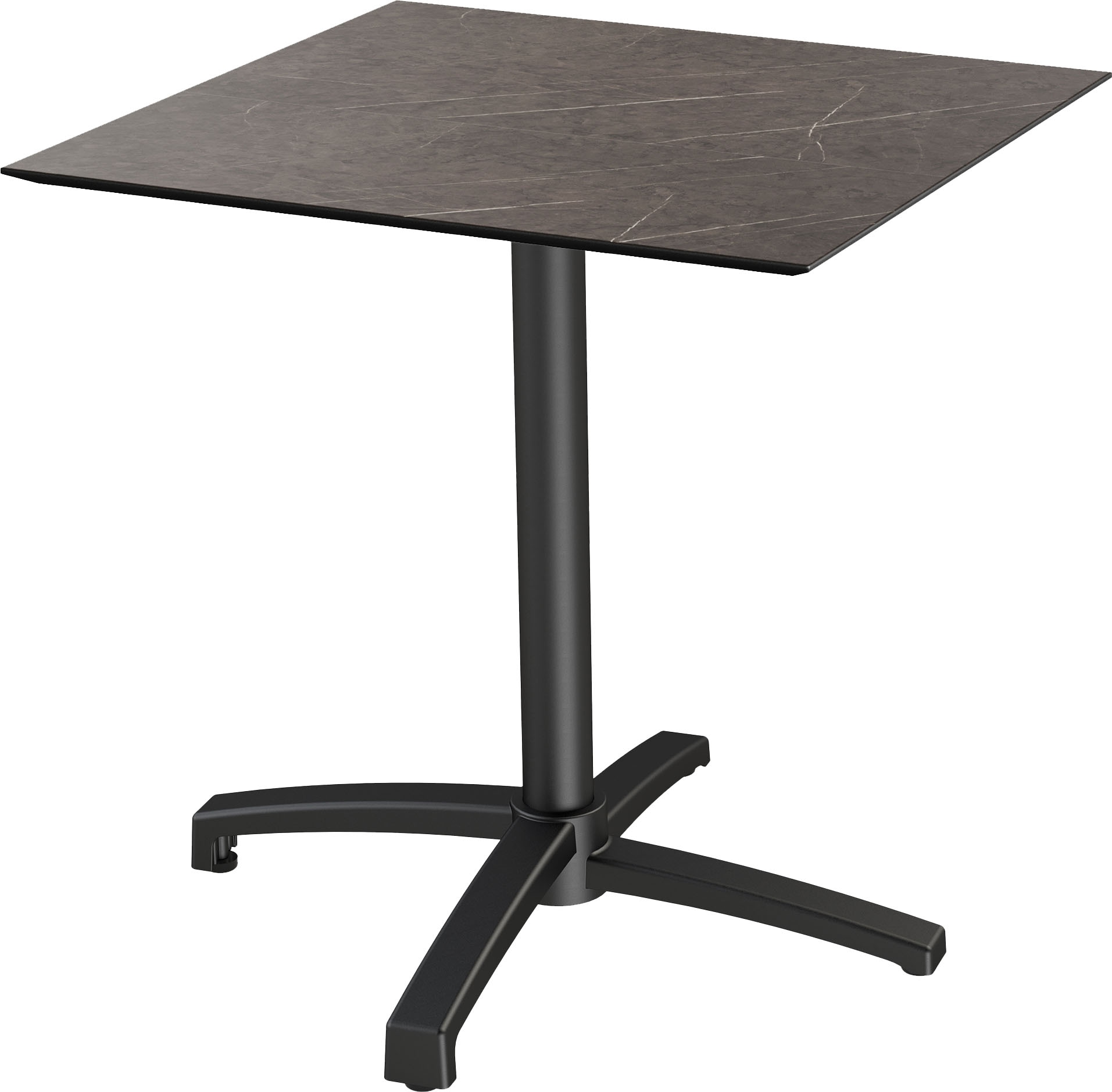 Klapptisch ESSENTIALS "X cross", schwarz (schwarz, midnight marble, schwarz), B:70cm H:74cm T:70cm, Aluminium/HPL Tischplatte, Tische, in verschiedenen Ausführungen Image