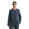 Kurzjacke MARC O'POLO "mit aufgesetzten Taschen", Damen, Gr. 34, muted blau, Obermaterial: 100% Leinen; Füllung: 100% Nicht verfügbar; Futter: 100% Nicht verfügbar, unifarben, casual, regular fit, Rundhals, Langarm Manschette, Jacken