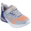 Sneaker SKECHERS "MICROSPEC MAX ADVANCE", Kinder, Gr. 34, bunt (grau, navy, orange), Textil, Lederimitat, kontrastfarbene Details, sportlich, Schuhe, Freizeitschuh mit Klettverschluss, Größenschablone zum Download