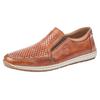 Slipper RIEKER, Herren, Gr. 41, braun, Leder, sportlich, Schuhe, Slip on Sneaker, Schlupfschuh, Loafer mit perforiertem Blatt