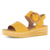 Keilsandalette GABOR, Damen, Gr. 37, gelb, Nubukleder, unifarben, modisch, Schuhe, Sommerschuh, Sandale, Keilabsatz, mit großer Zierschnalle
