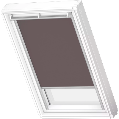Verdunklungsrollo VELUX "DKL 4577S Farbe: taupe", grau (taupe, alufarben), U04, stufenlos positionierbar, Polyester, Rollos, alufarbene Führungsschienen & Griffleiste Image